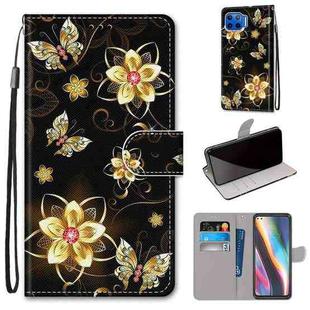 For Motorola Moto G 5G Plus Coloured Drawing Cross Texture Horizontal Flip PU Leather Case with Holder & Card Slots & Wallet & Lanyard(Gold Diamond Butterfly)