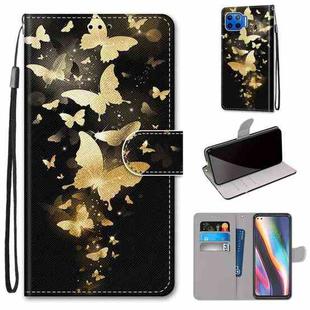 For Motorola Moto G 5G Plus Coloured Drawing Cross Texture Horizontal Flip PU Leather Case with Holder & Card Slots & Wallet & Lanyard(Golden Butterfly Group)