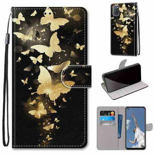 For OPPO A52 / A92 / A72 Coloured Drawing Cross Texture Horizontal Flip PU Leather Case with Holder & Card Slots & Wallet & Lanyard(Golden Butterfly Group)