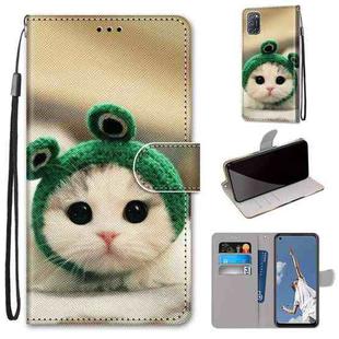 For OPPO A52 / A92 / A72 Coloured Drawing Cross Texture Horizontal Flip PU Leather Case with Holder & Card Slots & Wallet & Lanyard(Frog Kitten)