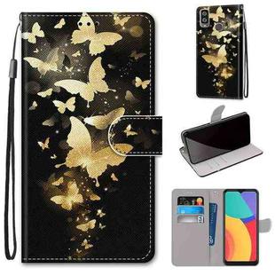 For Alcatel 1L (2021) Coloured Drawing Cross Texture Horizontal Flip PU Leather Case with Holder & Card Slots & Wallet & Lanyard(Golden Butterfly Group)