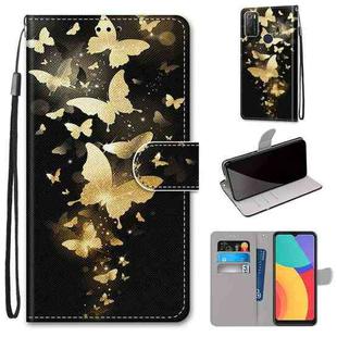 For Alcatel 1S 2021 / 3L 2021  Coloured Drawing Cross Texture Horizontal Flip PU Leather Case with Holder & Card Slots & Wallet & Lanyard(Golden Butterfly Group)