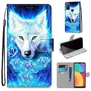 For Alcatel 1S 2021 / 3L 2021  Coloured Drawing Cross Texture Horizontal Flip PU Leather Case with Holder & Card Slots & Wallet & Lanyard(Dick Rose Wolf)