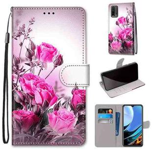 For Xiaomi Redmi Note 9 4G / 9 Power Coloured Drawing Cross Texture Horizontal Flip PU Leather Case with Holder & Card Slots & Wallet & Lanyard(Wild Rose)