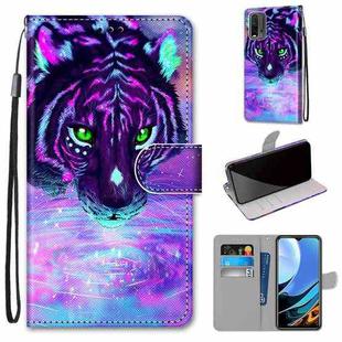 For Xiaomi Redmi Note 9 4G / 9 Power Coloured Drawing Cross Texture Horizontal Flip PU Leather Case with Holder & Card Slots & Wallet & Lanyard(Tiger Drinking Water)