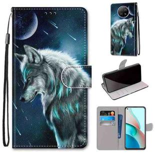 For Xiaomi Redmi Note 9T / Note 9 5G Coloured Drawing Cross Texture Horizontal Flip PU Leather Case with Holder & Card Slots & Wallet & Lanyard(Pensive Wolf)
