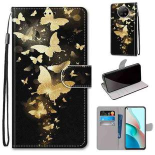 For Xiaomi Redmi Note 9T / Note 9 5G Coloured Drawing Cross Texture Horizontal Flip PU Leather Case with Holder & Card Slots & Wallet & Lanyard(Golden Butterfly Group)