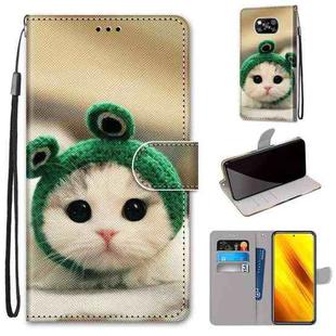 For Xiaomi Poco X3 NFC Coloured Drawing Cross Texture Horizontal Flip PU Leather Case with Holder & Card Slots & Wallet & Lanyard(Frog Kitten)