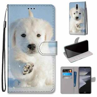 For Nokia 2.4 Coloured Drawing Cross Texture Horizontal Flip PU Leather Case with Holder & Card Slots & Wallet & Lanyard(Snow Puppy)