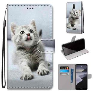 For Nokia 2.4 Coloured Drawing Cross Texture Horizontal Flip PU Leather Case with Holder & Card Slots & Wallet & Lanyard(Small Gray Cat)