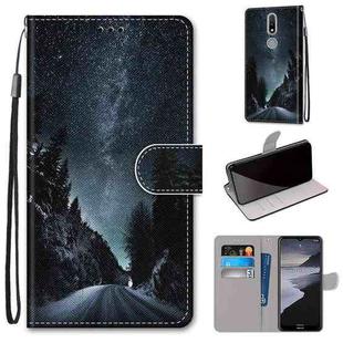 For Nokia 2.4 Coloured Drawing Cross Texture Horizontal Flip PU Leather Case with Holder & Card Slots & Wallet & Lanyard(Mountain Road Starry Sky)