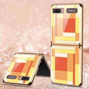 For Samsung Galaxy Z Flip GKK Electroplating Painted Glass Case(Orange Yellow)