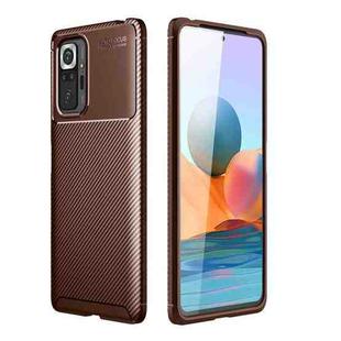 For Xiaomi Redmi Note 10 Pro / Note 10 Pro Max Carbon Fiber Texture Shockproof TPU Case(Brown)