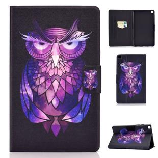 For Galaxy Tab A 8.0 2019 / T290 Colored Drawing Electric Pressed Horizontal Flip Leather Case, with Holder & Card Slots(Owl)