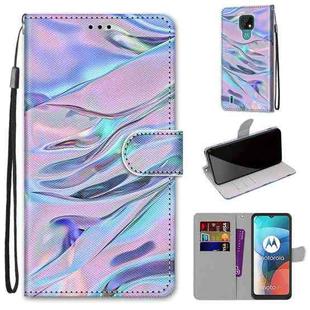 For Motorola Moto E7 Coloured Drawing Cross Texture Horizontal Flip PU Leather Case with Holder & Card Slots & Wallet & Lanyard(Fluorescent Water Texture)