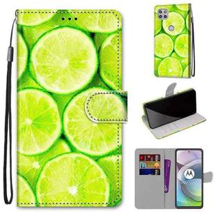 For Motorola Moto G 5G Coloured Drawing Cross Texture Horizontal Flip PU Leather Case with Holder & Card Slots & Wallet & Lanyard(Green Lemon)