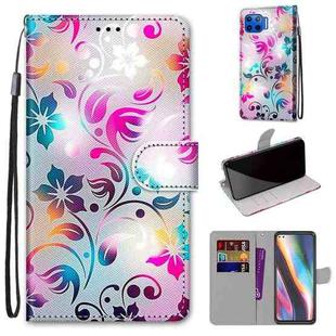 For Motorola Moto G 5G Plus Coloured Drawing Cross Texture Horizontal Flip PU Leather Case with Holder & Card Slots & Wallet & Lanyard(Gradient Colorful Flower)