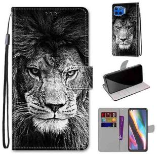 For Motorola Moto G 5G Plus Coloured Drawing Cross Texture Horizontal Flip PU Leather Case with Holder & Card Slots & Wallet & Lanyard(Black White Lion Head)