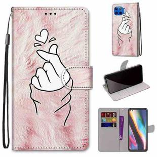 For Motorola Moto G 5G Plus Coloured Drawing Cross Texture Horizontal Flip PU Leather Case with Holder & Card Slots & Wallet & Lanyard(Pink Hands Heart)