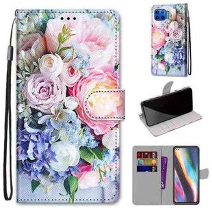 For Motorola Moto G 5G Plus Coloured Drawing Cross Texture Horizontal Flip PU Leather Case with Holder & Card Slots & Wallet & Lanyard(Light Pink Bouquet)