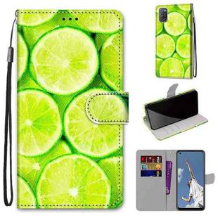 For OPPO A52 / A92 / A72 Coloured Drawing Cross Texture Horizontal Flip PU Leather Case with Holder & Card Slots & Wallet & Lanyard(Green Lemon)