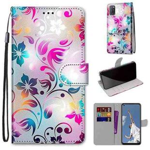 For OPPO A52 / A92 / A72 Coloured Drawing Cross Texture Horizontal Flip PU Leather Case with Holder & Card Slots & Wallet & Lanyard(Gradient Colorful Flower)