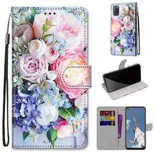 For OPPO A52 / A92 / A72 Coloured Drawing Cross Texture Horizontal Flip PU Leather Case with Holder & Card Slots & Wallet & Lanyard(Light Pink Bouquet)