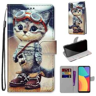 For Alcatel 1L (2021) Coloured Drawing Cross Texture Horizontal Flip PU Leather Case with Holder & Card Slots & Wallet & Lanyard(Leather Shoes Cat)