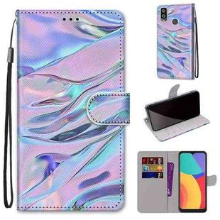 For Alcatel 1L (2021) Coloured Drawing Cross Texture Horizontal Flip PU Leather Case with Holder & Card Slots & Wallet & Lanyard(Fluorescent Water Texture)