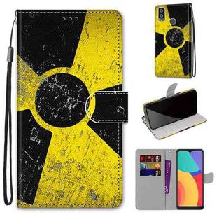 For Alcatel 1L (2021) Coloured Drawing Cross Texture Horizontal Flip PU Leather Case with Holder & Card Slots & Wallet & Lanyard(Yellow Black Logo)