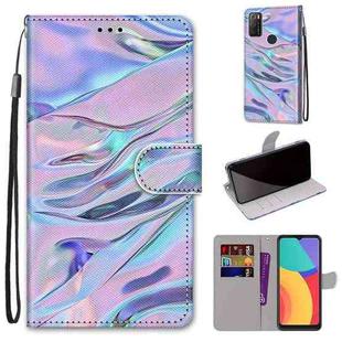 For Alcatel 1S (2021) Coloured Drawing Cross Texture Horizontal Flip PU Leather Case with Holder & Card Slots & Wallet & Lanyard(Fluorescent Water Texture)