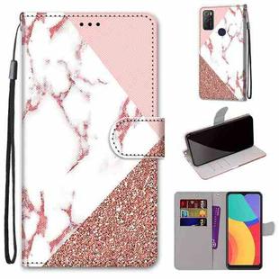 For Alcatel 1S (2021) Coloured Drawing Cross Texture Horizontal Flip PU Leather Case with Holder & Card Slots & Wallet & Lanyard(Pink Stone Texture)