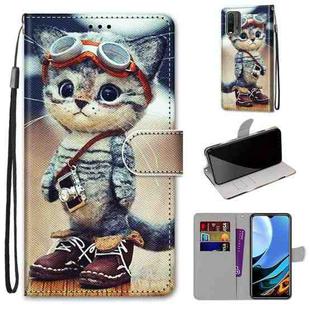 For Xiaomi Redmi 9 Power / Note 9 4G Coloured Drawing Cross Texture Horizontal Flip PU Leather Case with Holder & Card Slots & Wallet & Lanyard(Leather Shoes Cat)