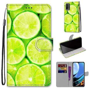 For Xiaomi Redmi 9 Power / Note 9 4G Coloured Drawing Cross Texture Horizontal Flip PU Leather Case with Holder & Card Slots & Wallet & Lanyard(Green Lemon)