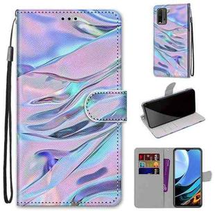 For Xiaomi Redmi 9 Power / Note 9 4G Coloured Drawing Cross Texture Horizontal Flip PU Leather Case with Holder & Card Slots & Wallet & Lanyard(Fluorescent Water Texture)
