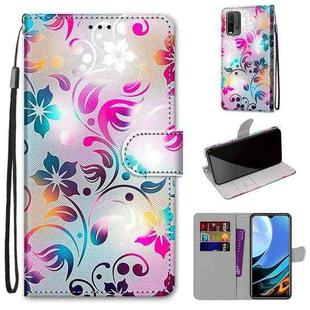 For Xiaomi Redmi 9 Power / Note 9 4G Coloured Drawing Cross Texture Horizontal Flip PU Leather Case with Holder & Card Slots & Wallet & Lanyard(Gradient Colorful Flower)