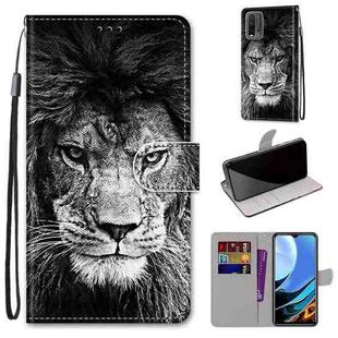 For Xiaomi Redmi 9 Power / Note 9 4G Coloured Drawing Cross Texture Horizontal Flip PU Leather Case with Holder & Card Slots & Wallet & Lanyard(Black White Lion Head)