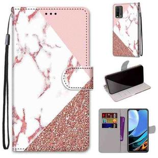 For Xiaomi Redmi 9 Power / Note 9 4G Coloured Drawing Cross Texture Horizontal Flip PU Leather Case with Holder & Card Slots & Wallet & Lanyard(Pink Stone Texture)