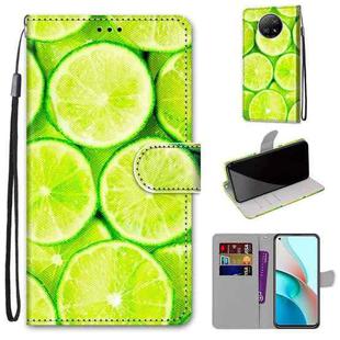 For Xiaomi Redmi Note 9 5G / Note 9T Coloured Drawing Cross Texture Horizontal Flip PU Leather Case with Holder & Card Slots & Wallet & Lanyard(Green Lemon)