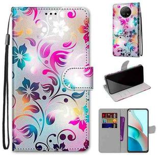 For Xiaomi Redmi Note 9 5G / Note 9T Coloured Drawing Cross Texture Horizontal Flip PU Leather Case with Holder & Card Slots & Wallet & Lanyard(Gradient Colorful Flower)