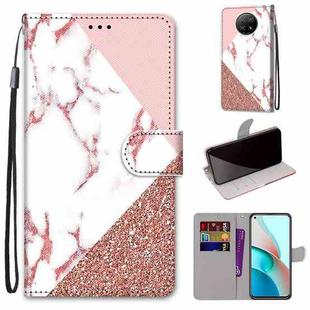 For Xiaomi Redmi Note 9 5G / Note 9T Coloured Drawing Cross Texture Horizontal Flip PU Leather Case with Holder & Card Slots & Wallet & Lanyard(Pink Stone Texture)