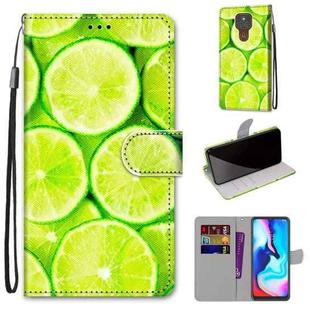 For Motorola Moto E7 Plus / G9 Play / G9 Coloured Drawing Cross Texture Horizontal Flip PU Leather Case with Holder & Card Slots & Wallet & Lanyard(Green Lemon)