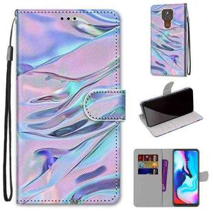 For Motorola Moto E7 Plus / G9 Play / G9 Coloured Drawing Cross Texture Horizontal Flip PU Leather Case with Holder & Card Slots & Wallet & Lanyard(Fluorescent Water Texture)
