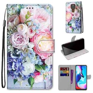 For Motorola Moto E7 Plus / G9 Play / G9 Coloured Drawing Cross Texture Horizontal Flip PU Leather Case with Holder & Card Slots & Wallet & Lanyard(Light Pink Bouquet)