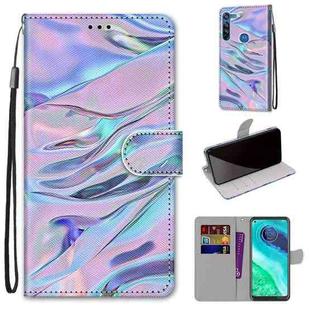 For Motorola Moto G8 Coloured Drawing Cross Texture Horizontal Flip PU Leather Case with Holder & Card Slots & Wallet & Lanyard(Fluorescent Water Texture)