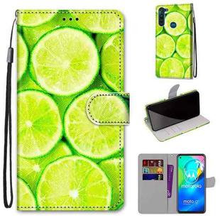 For Motorola Moto G8 Power Coloured Drawing Cross Texture Horizontal Flip PU Leather Case with Holder & Card Slots & Wallet & Lanyard(Green Lemon)