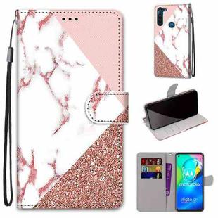 For Motorola Moto G8 Power Coloured Drawing Cross Texture Horizontal Flip PU Leather Case with Holder & Card Slots & Wallet & Lanyard(Pink Stone Texture)