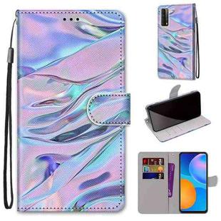 For Huawei P smart 2021 / Y7a Coloured Drawing Cross Texture Horizontal Flip PU Leather Case with Holder & Card Slots & Wallet & Lanyard(Fluorescent Water Texture)