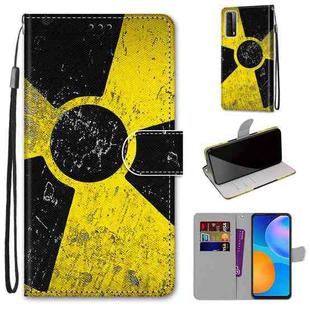 For Huawei P smart 2021 / Y7a Coloured Drawing Cross Texture Horizontal Flip PU Leather Case with Holder & Card Slots & Wallet & Lanyard(Yellow Black Logo)