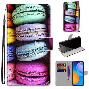 For Huawei P smart 2021 / Y7a Coloured Drawing Cross Texture Horizontal Flip PU Leather Case with Holder & Card Slots & Wallet & Lanyard(Colorful Cakes)